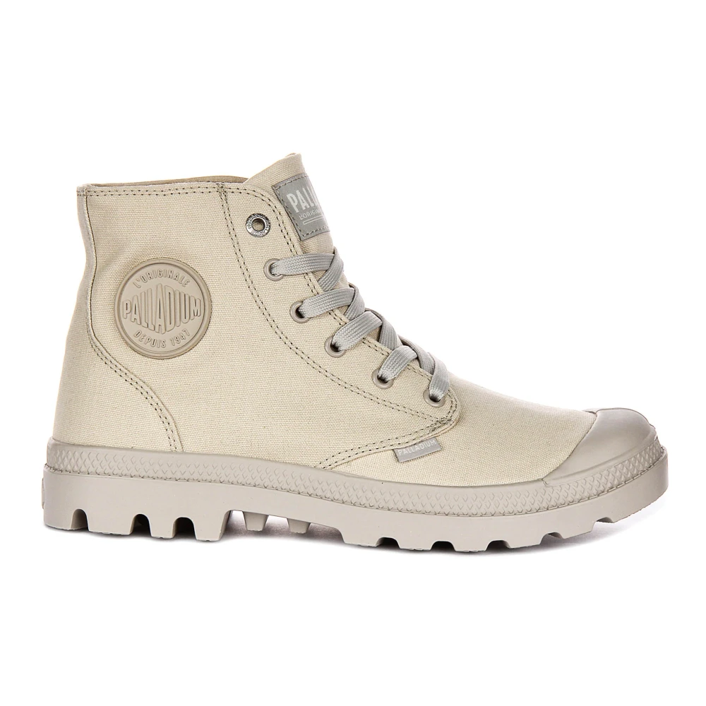 Palladium Beige Lace-Up Boots, Male, 12 Uk, Mono Chrome Canvas Ankle Boots