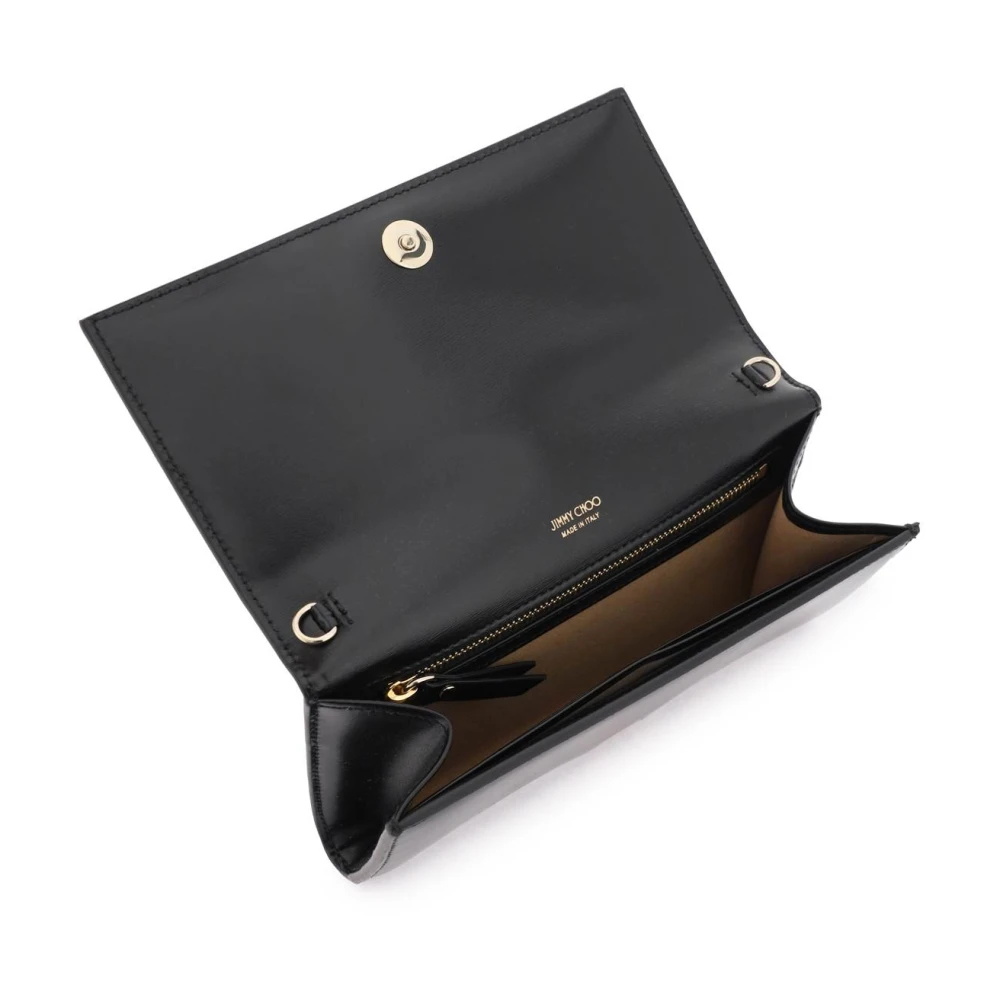 Jimmy Choo Mini Avenue Schoudertas van Leer met Gouden Metalen Monogram Applicatie Black Dames