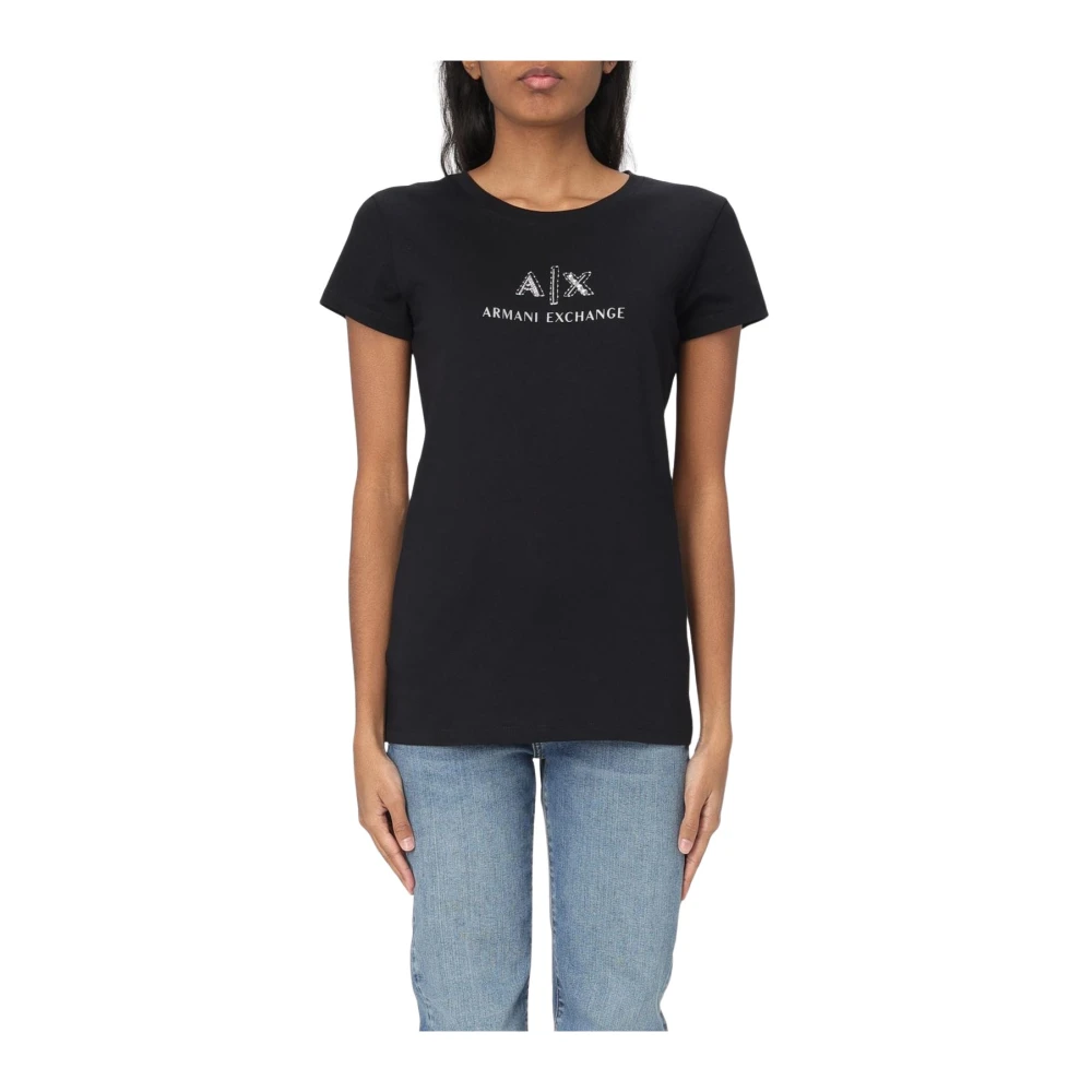Armani Exchange Black Graphic Print Logo Tee - Female - T-Shirts - S - Tops