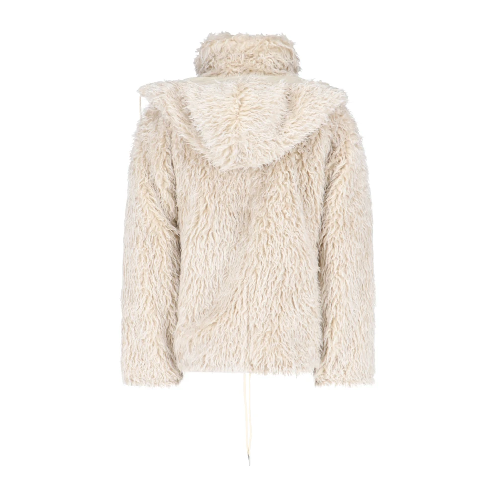 Marni Shearling Hoodie Jas Wit White Heren