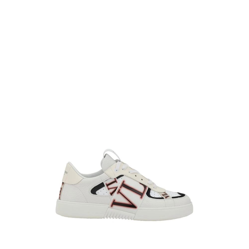 Valentino Garavani Men's White Perforated Leather Trainers With Monogram Bands Size 6
