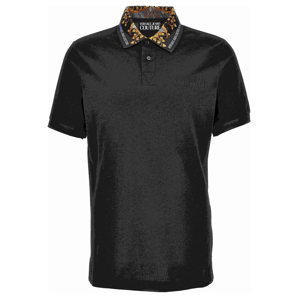 Versace Jeans Couture Polo met Barocco-print op de kraag Black Heren