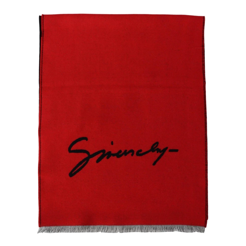 Givenchy Wollen Sjaal met Logo Red Heren
