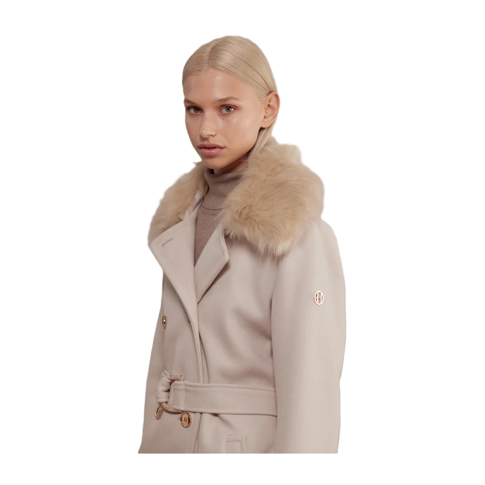 Hollies Elegante double-breasted jas met gouden knopen White Dames