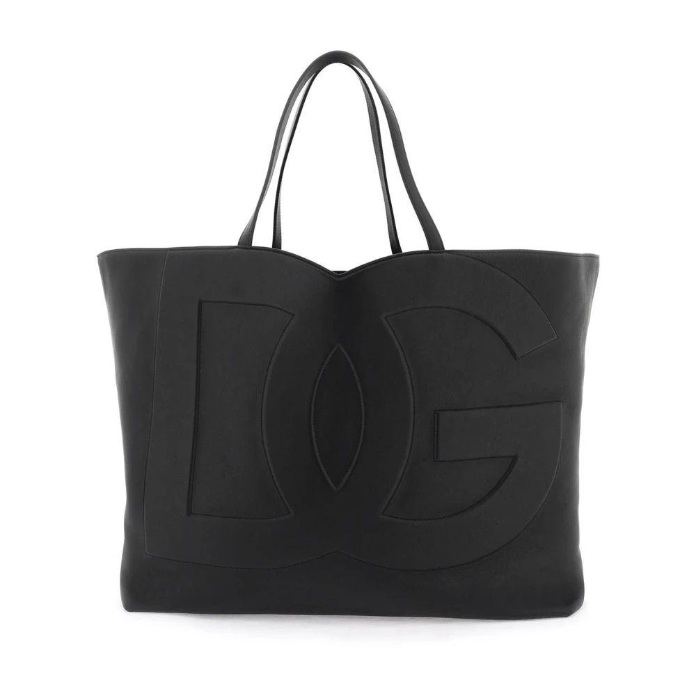 Dolce & Gabbana Gewatteerde DG Logo Leren Winkel Tas Black Dames
