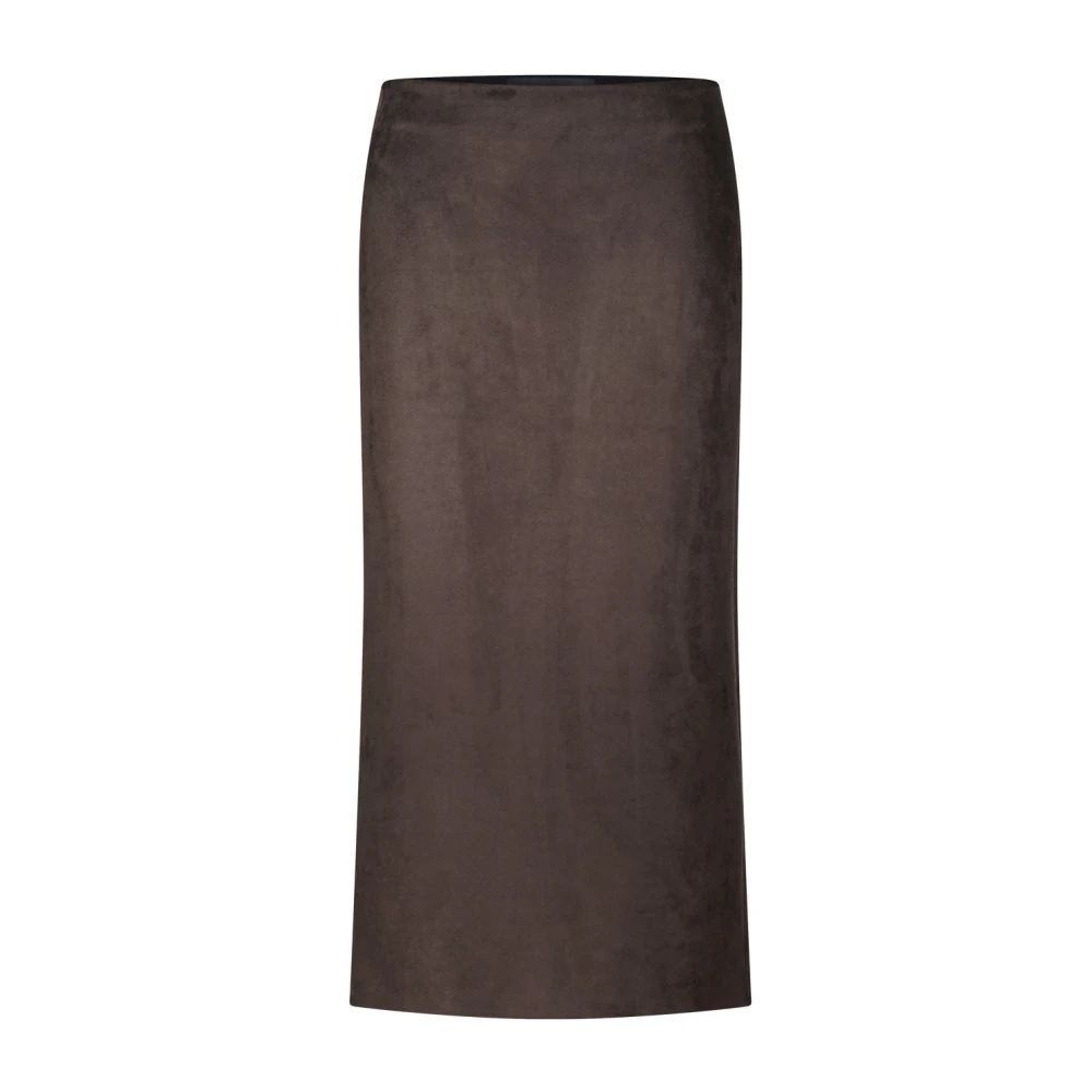 Drykorn Fluwelen Midi Rok met Hoge Taille Brown Dames