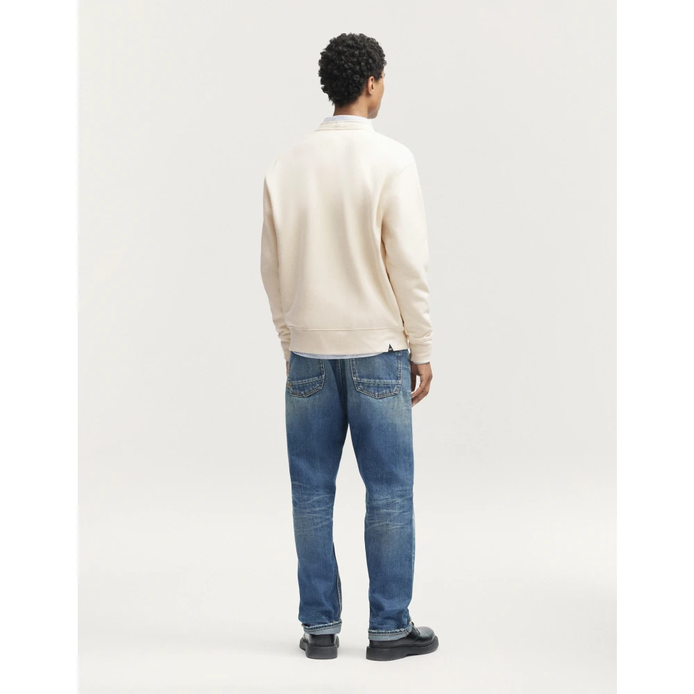 Denham Klassieke Sweat Cardigan met Logo Borduurwerk Beige Heren