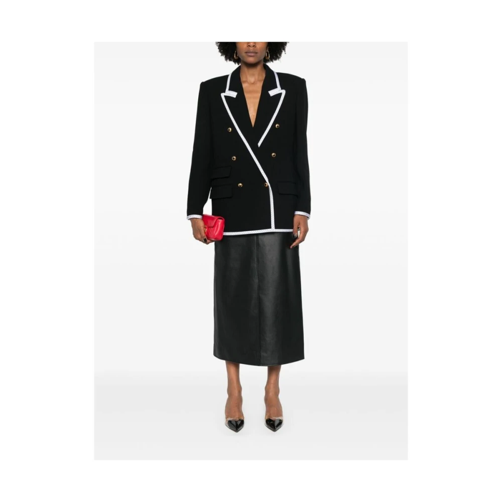 Moschino Zwart Gestructureerd Dubbel-Borstig Buitenkleding Black Dames