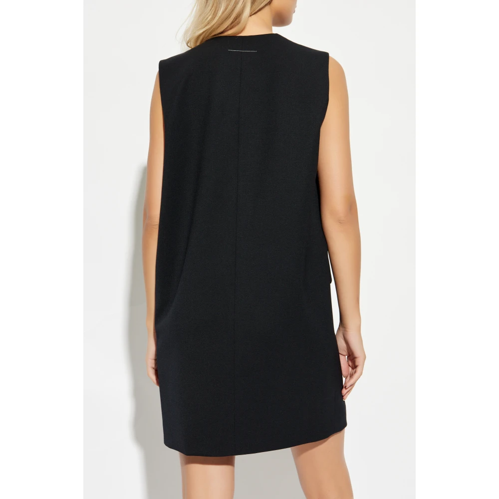 MM6 Maison Margiela V-hals jurk Black Dames