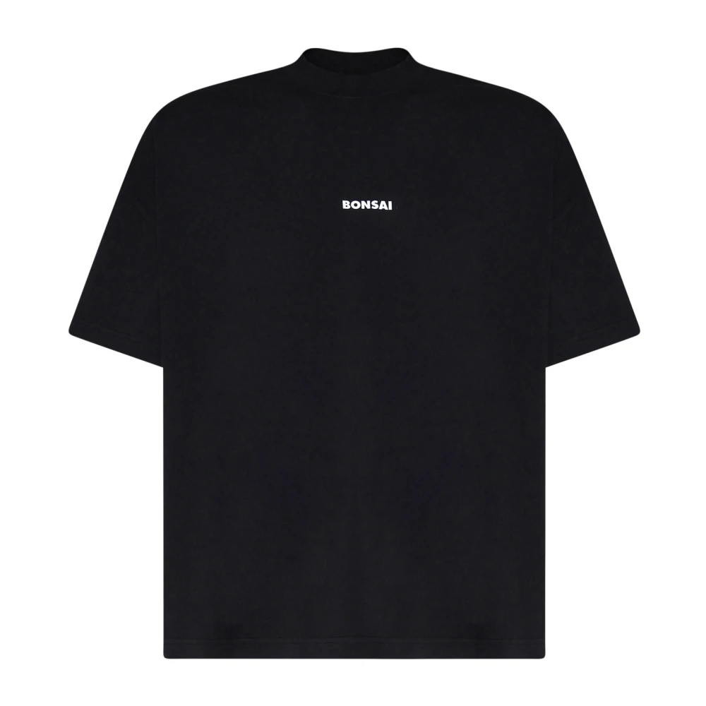 Bonsai Zwarte katoenen T-shirt met voorlogo Black Heren