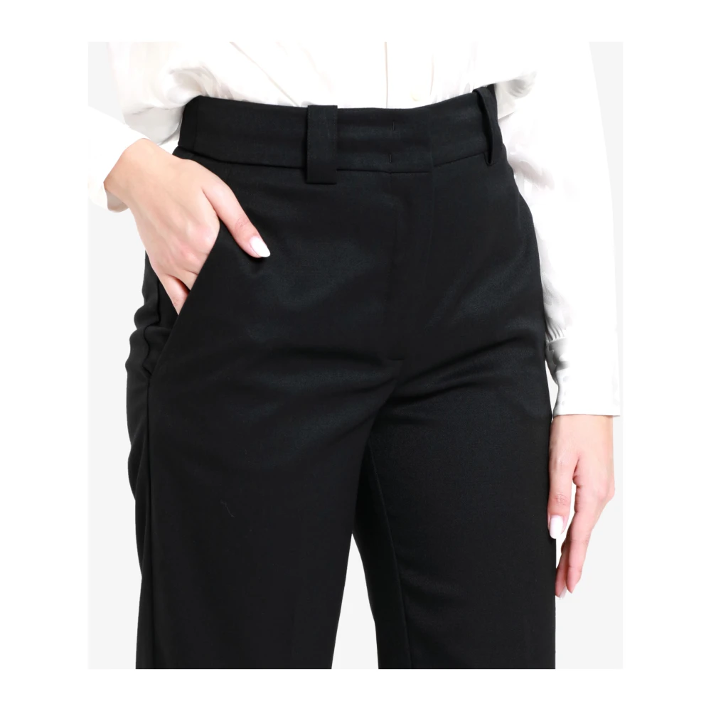 Erika Cavallini Zwarte Wol Cigarette Broek Black Dames