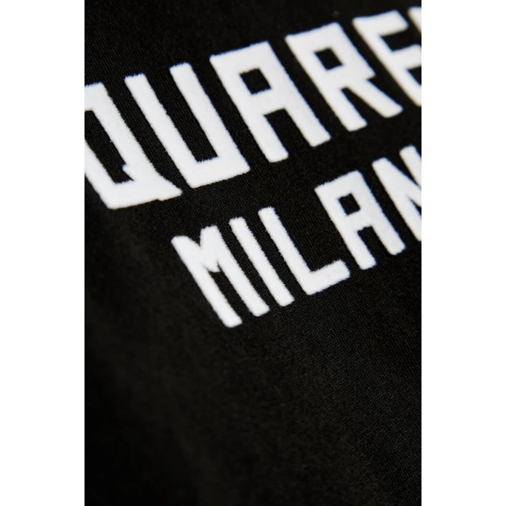 Dsquared2 T-shirt met logo en fluwelen afwerking Black Dames