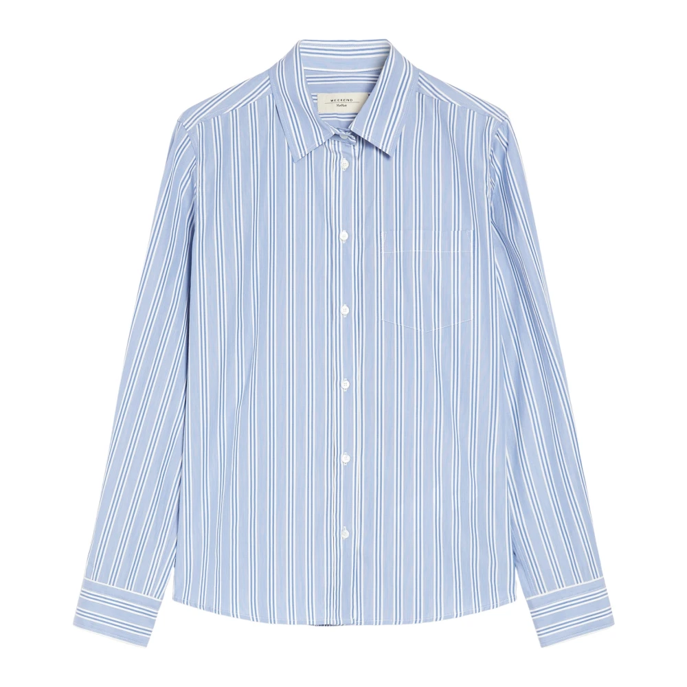 Max Mara Weekend Gestreepte katoenen popeline overhemd Blue Dames