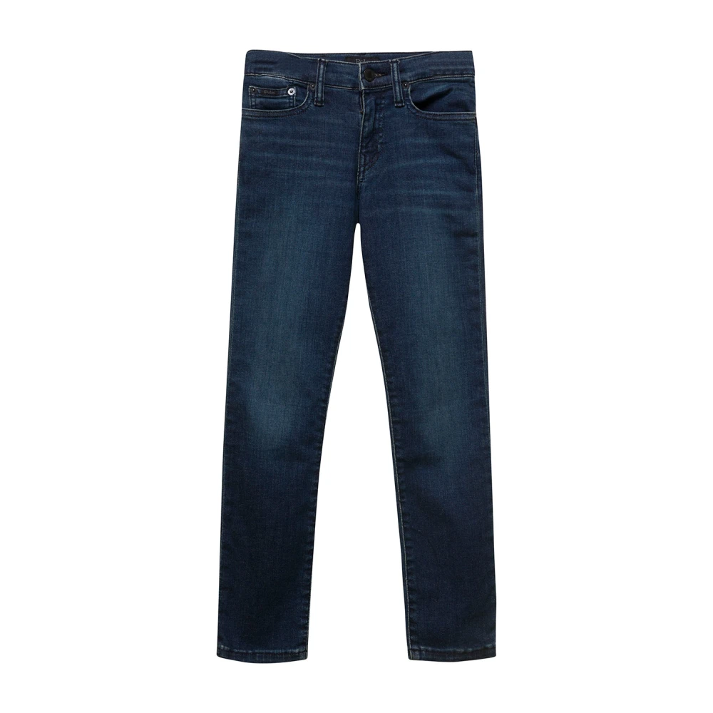 Polo Ralph Lauren Blå Straight Leg Jeans med Läder Patch Blue, Pojke