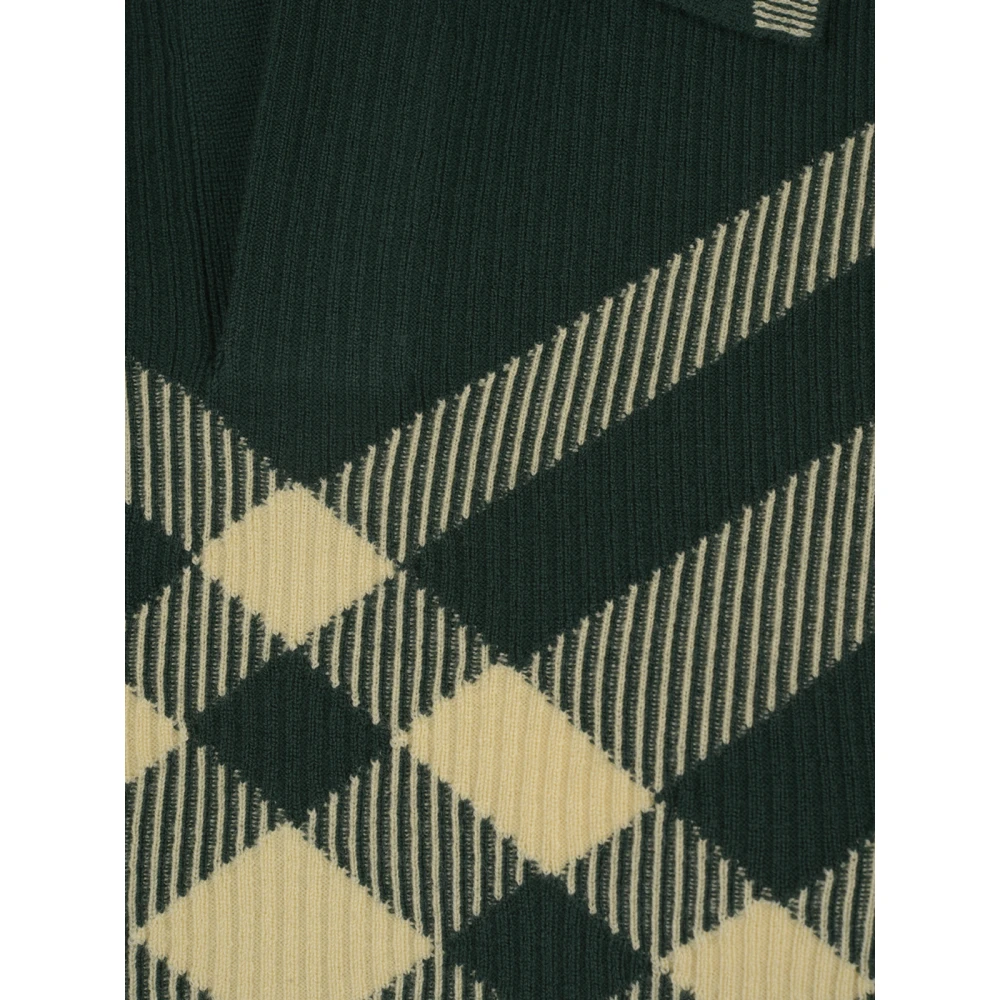 Burberry Geribbelde Merinowol Polo Shirt Green Dames