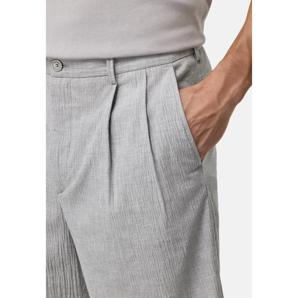 Boggi Milano Katoenen Seersucker Bermuda Shorts Blue Heren