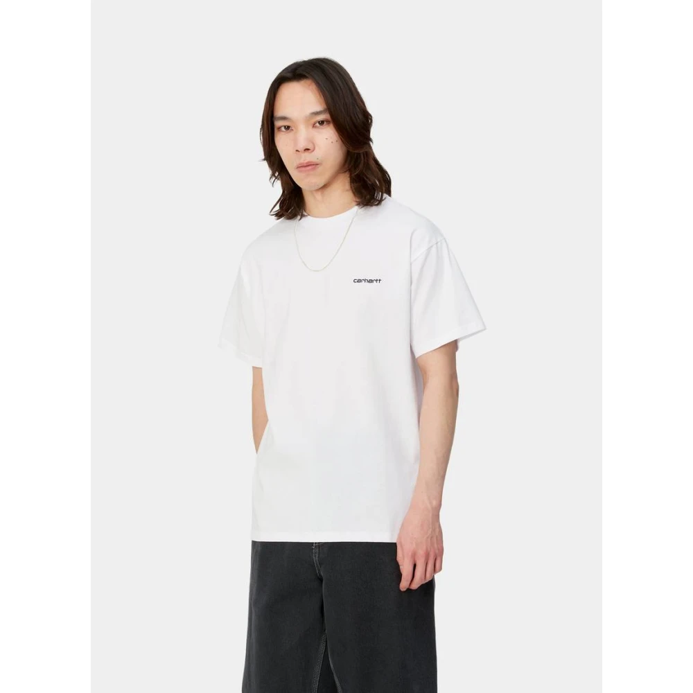 Carhartt WIP Script Borduurwerk T-Shirt Wit Zwart White Heren