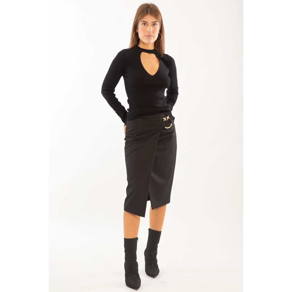 pinko Elegante Longuette Rok in Zwart Black Dames