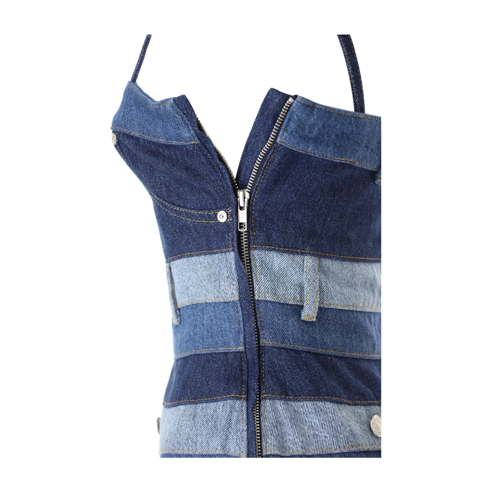 Moschino Multicolor Patchwork Denim Jurk Multicolor Dames