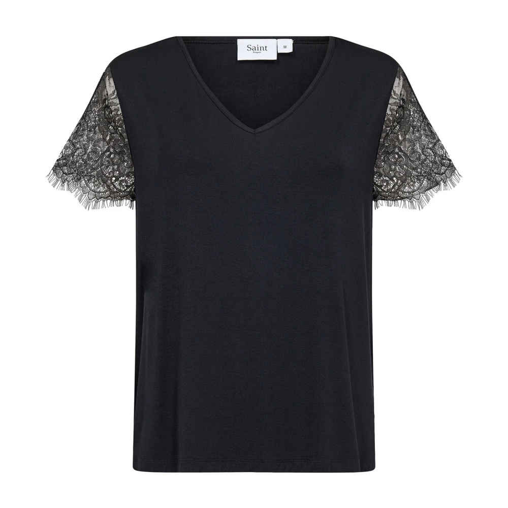 Saint Tropez Vrouwelijke Zhantisz Zwarte Kantmouw Blouse Black Dames