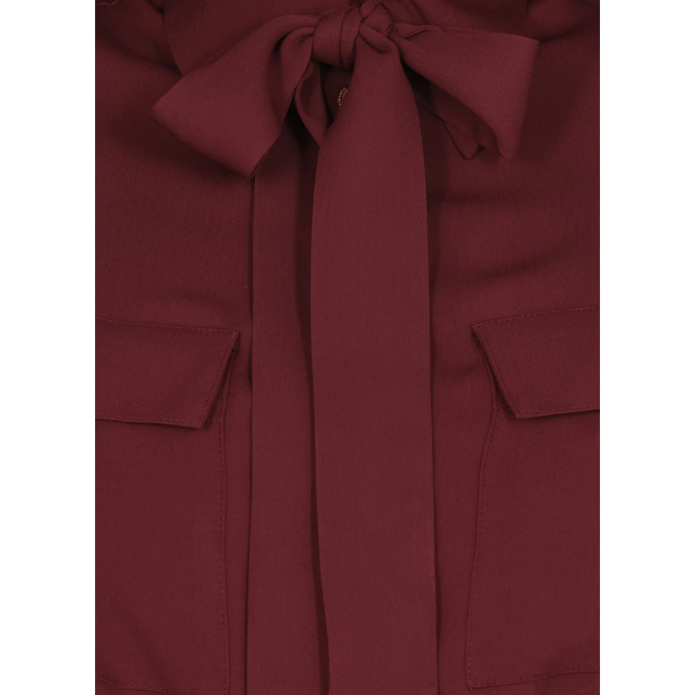 Elisabetta Franchi Bordeaux Viscose Cropshirt met Sjaal Red Dames