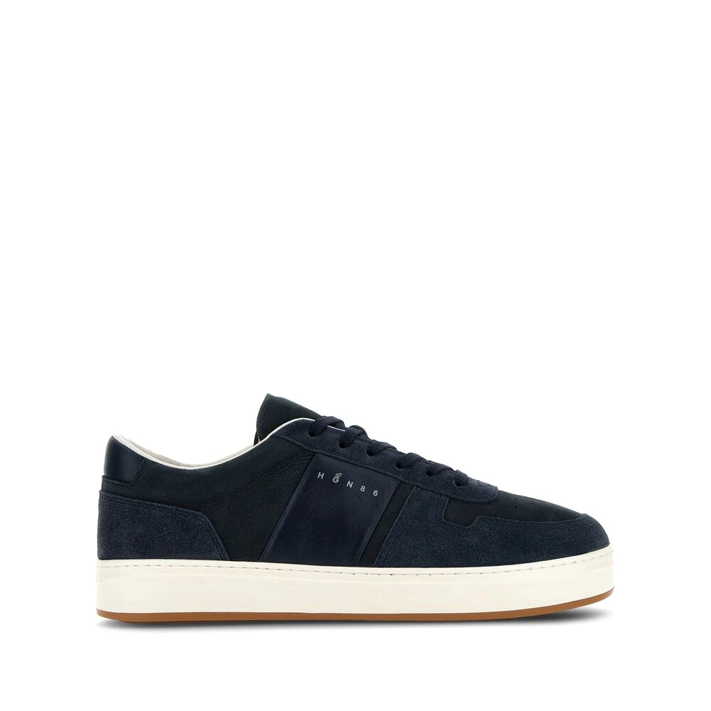 Hogan Blauwe suède sneakers met logo patch Heren Schoenen