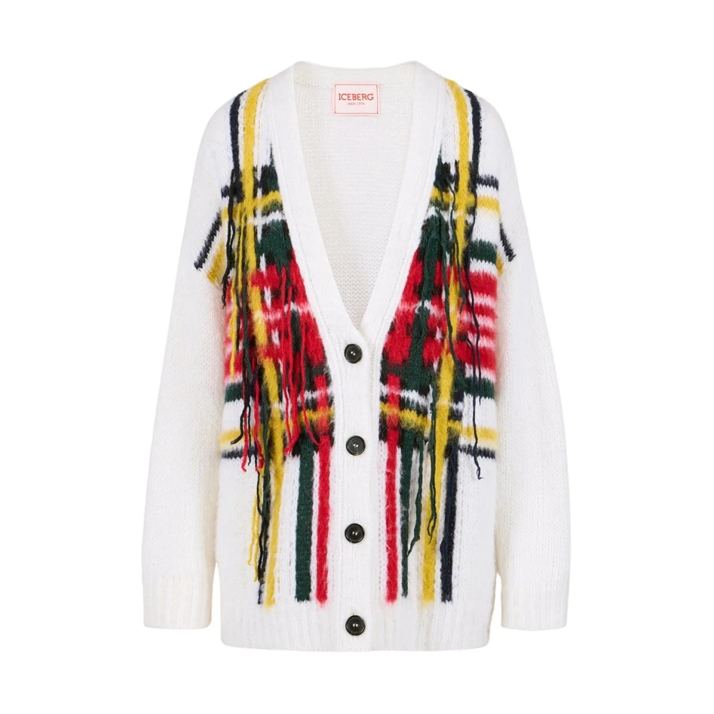 Iceberg Mohair vest met multicolor ruit inzet Multicolor Dames