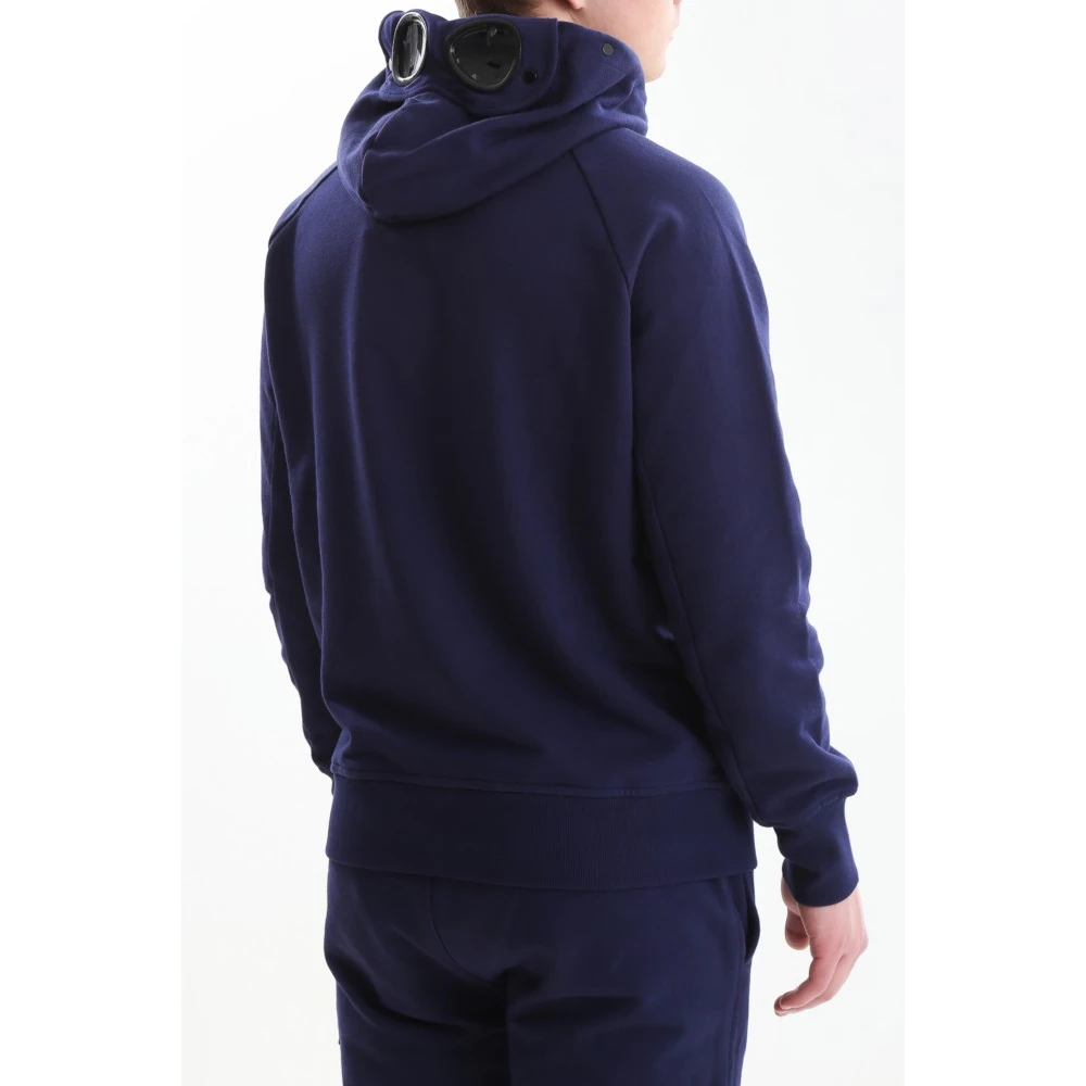 C.P. Company Diagonaal Fleece Goggle Hoodie Style Cmss080A Blue Heren