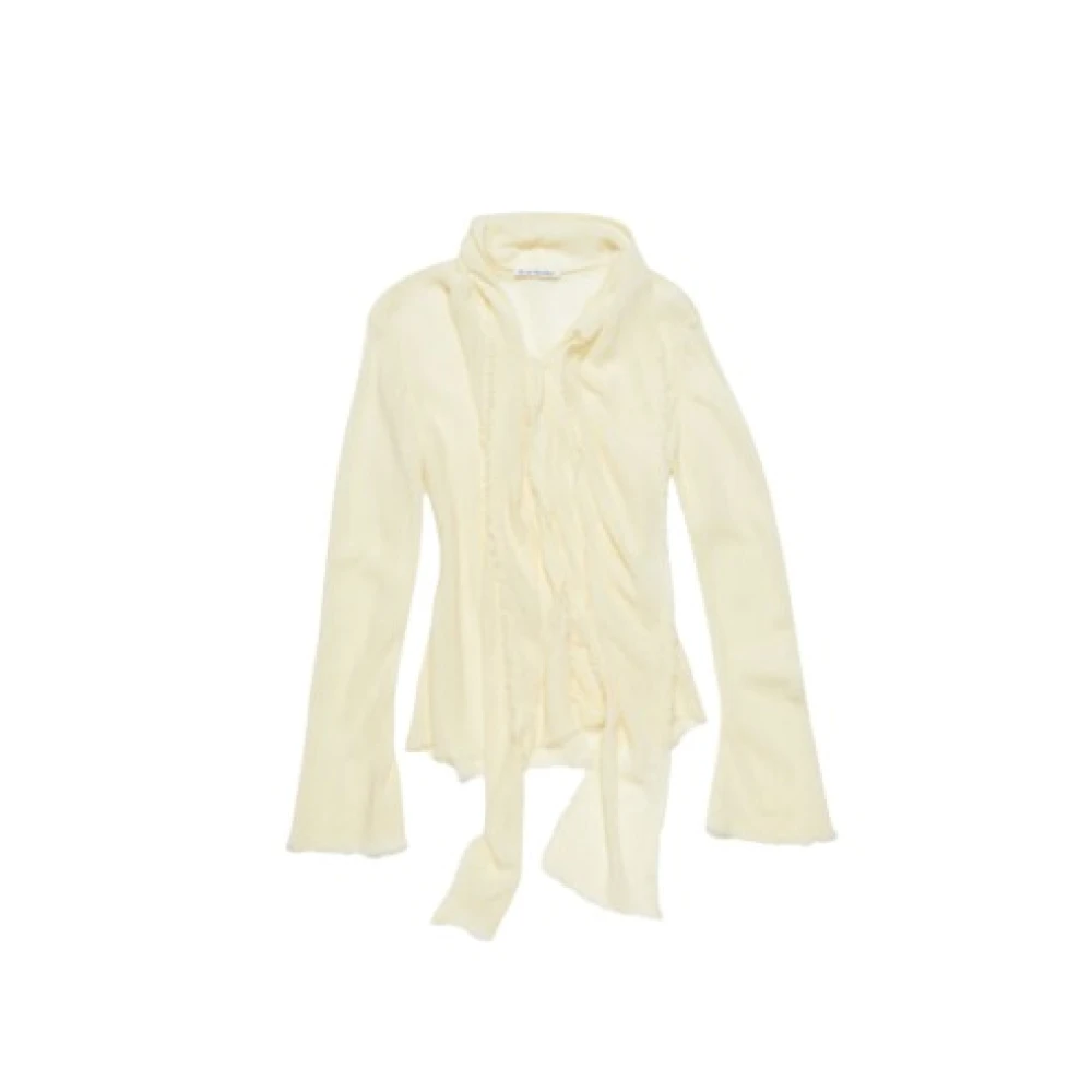 Acne Studios Vit Silke Wrap Blus V-ringning Yellow, Dam