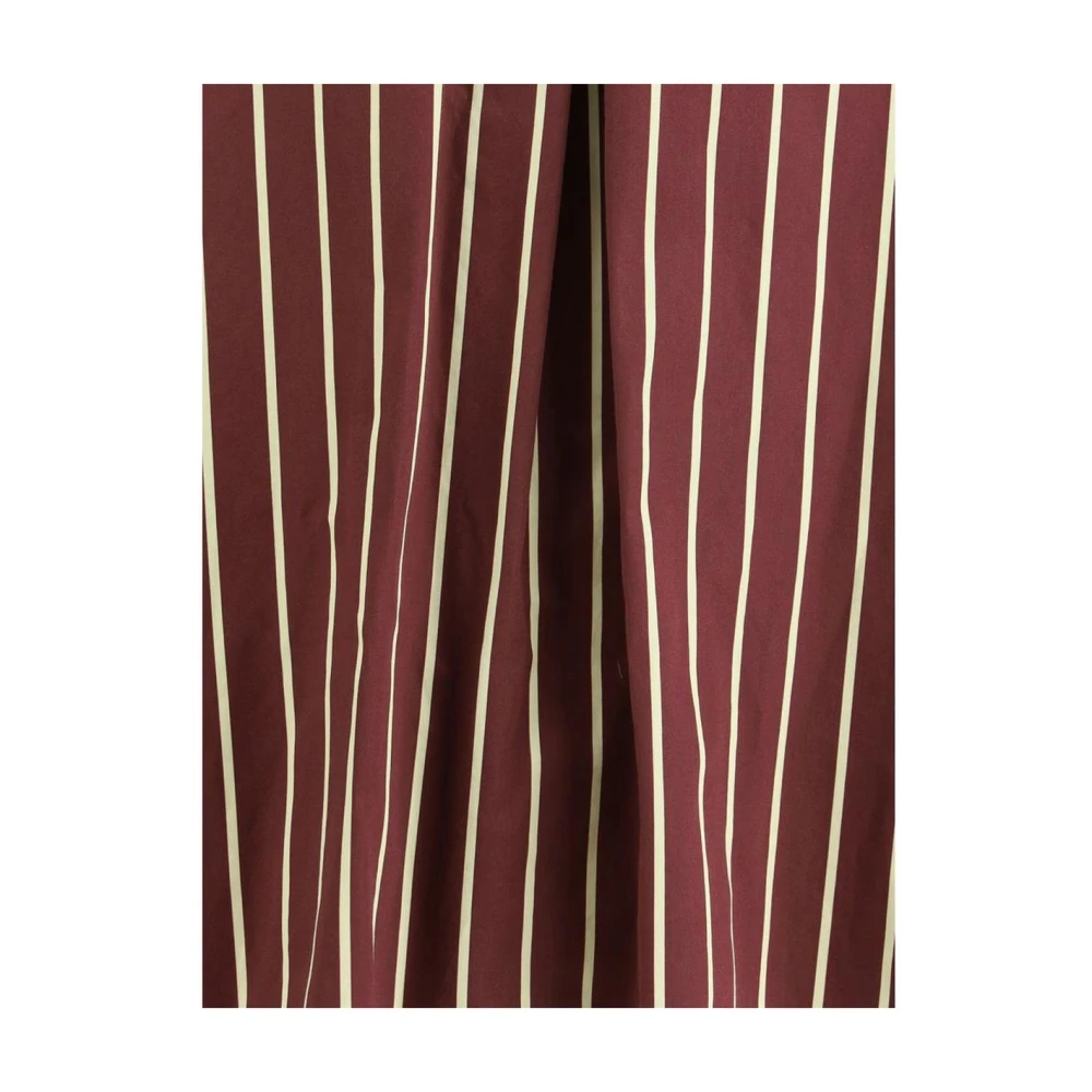 Forte Satin Gestreepte Boxy Shirt Red Dames