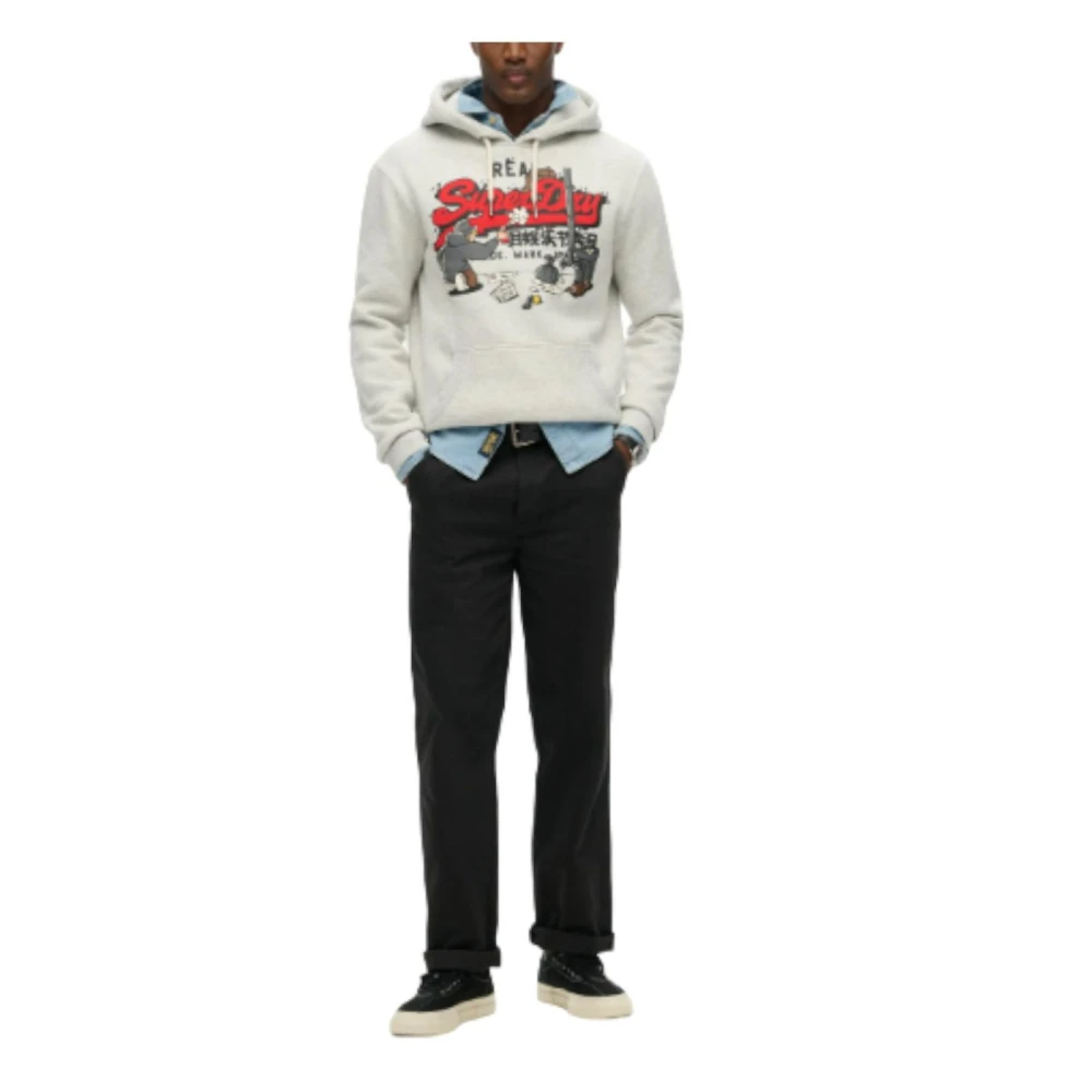 Superdry New York Vintage Logo Hoodie Gray Heren