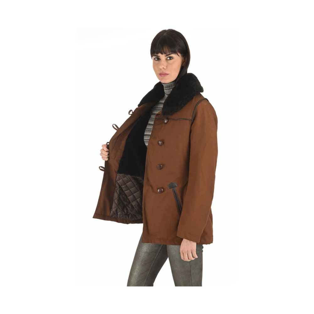 La Canadienne Canadese Bruine Militaire Stijl Jas Brown Dames