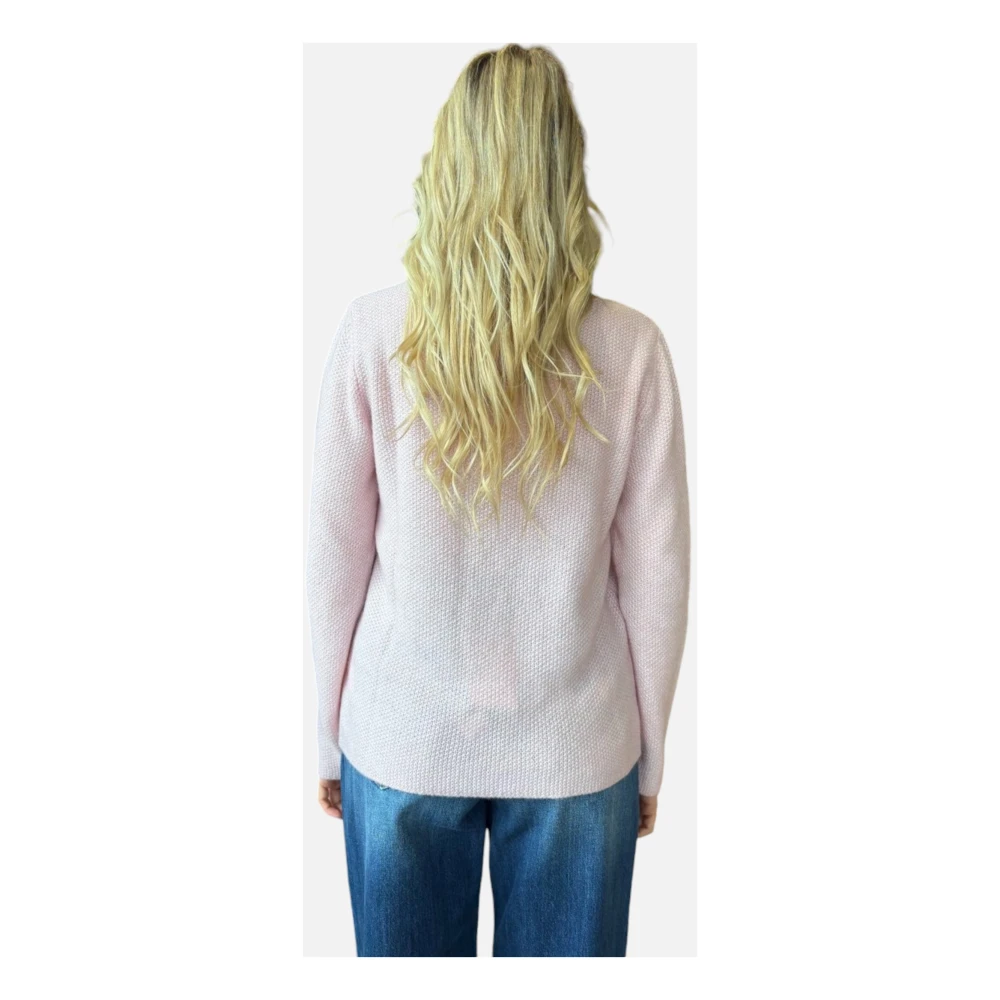 Gran Sasso Honingraat Truien met Ronde Hals Pink Dames