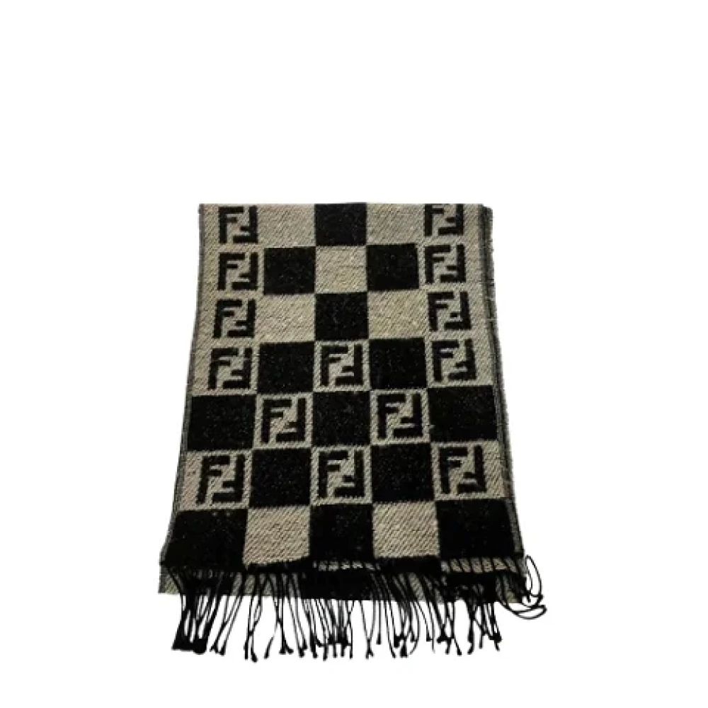 Fendi Vintage Pre-owned Wool scarves Black Dames