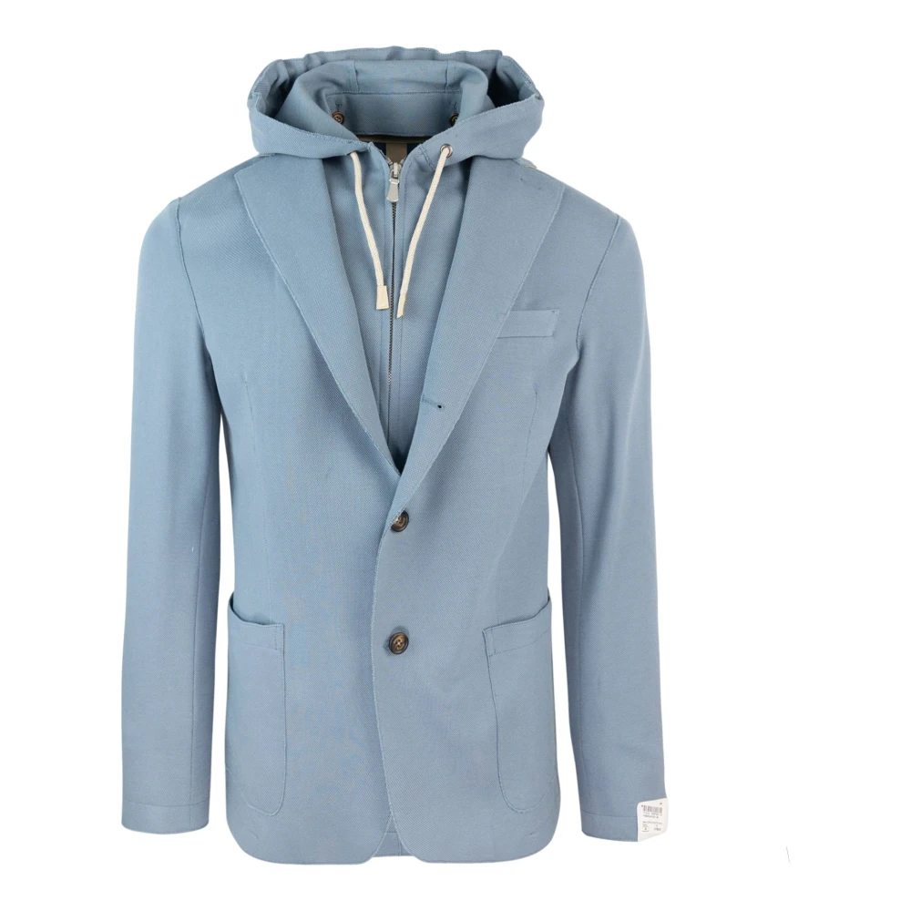 Eleventy Blauwe hoodiejas met verstelbaar trekkoord Blue Heren