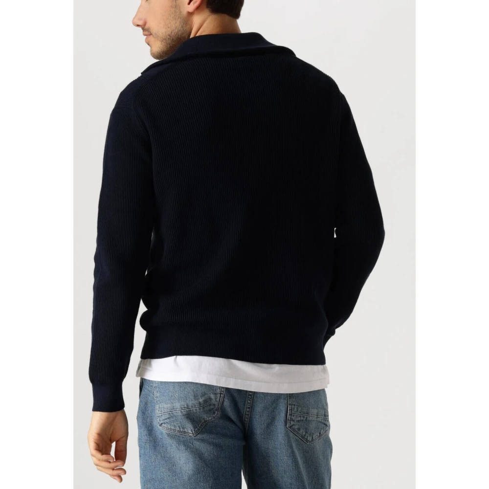Pure Path Heren Loose Fit Gebreide Halfzip Blue Heren