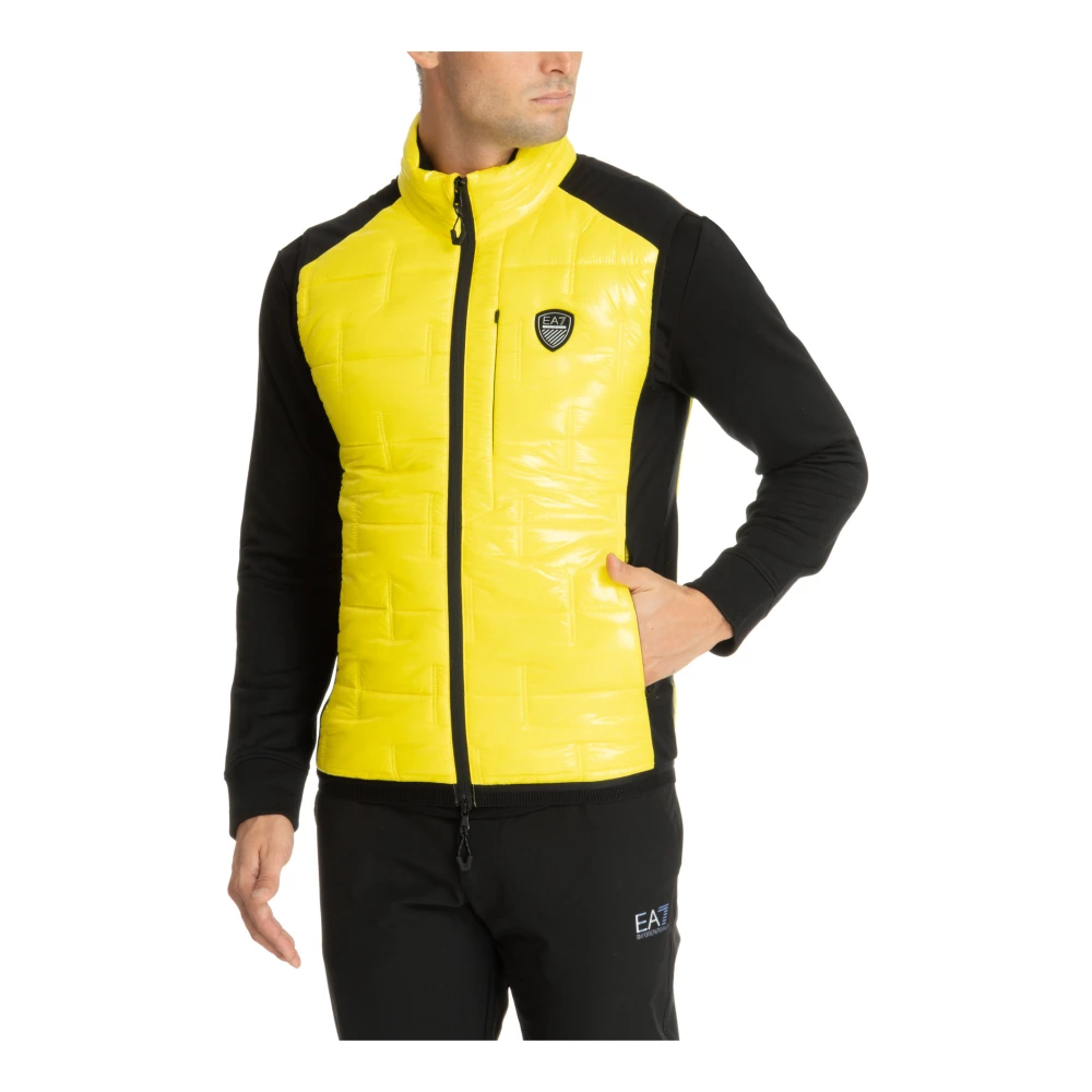 Emporio Armani EA7 Multikleur Rits Vest met Logo Zakken Yellow Heren