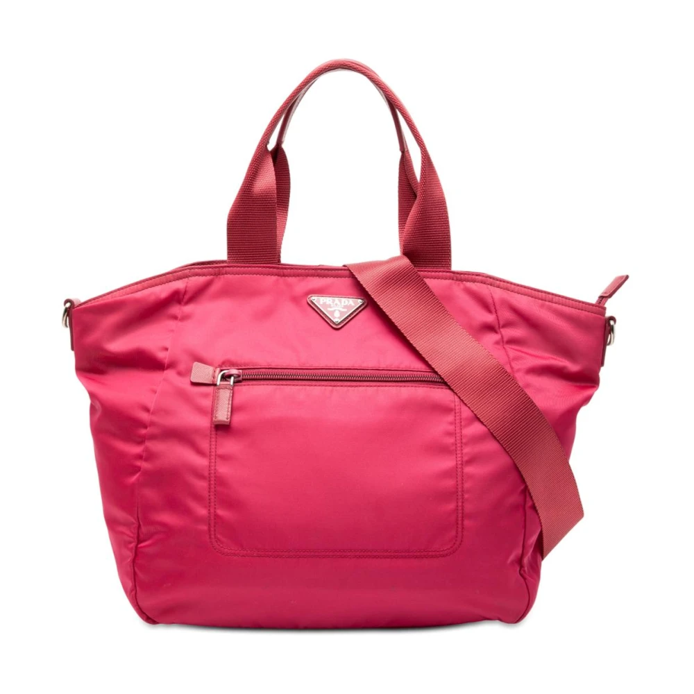 Prada Vintage Women's Pink Pre-Owned Nylon Tote Bag