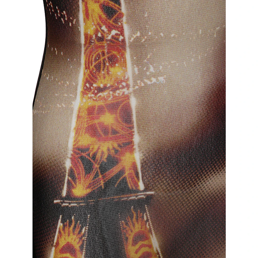 Jean Paul Gaultier Mesh Lange Jurk Bedrukt Pigalle Multicolor Dames