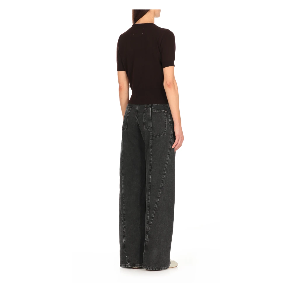 Maison Margiela Zwarte Gebreide Wollen Trui Black Dames
