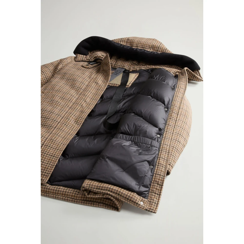 Woolrich Groene Pied De Poule Parka Jas Brown Dames