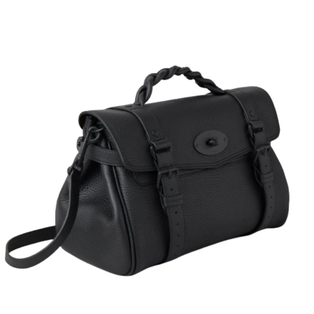 Mulberry Gehamerd Leren Schoudertas met Gouden Detail Black Dames