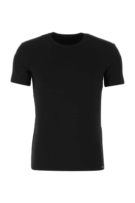 Svart Stretch Bomull T-shirt
