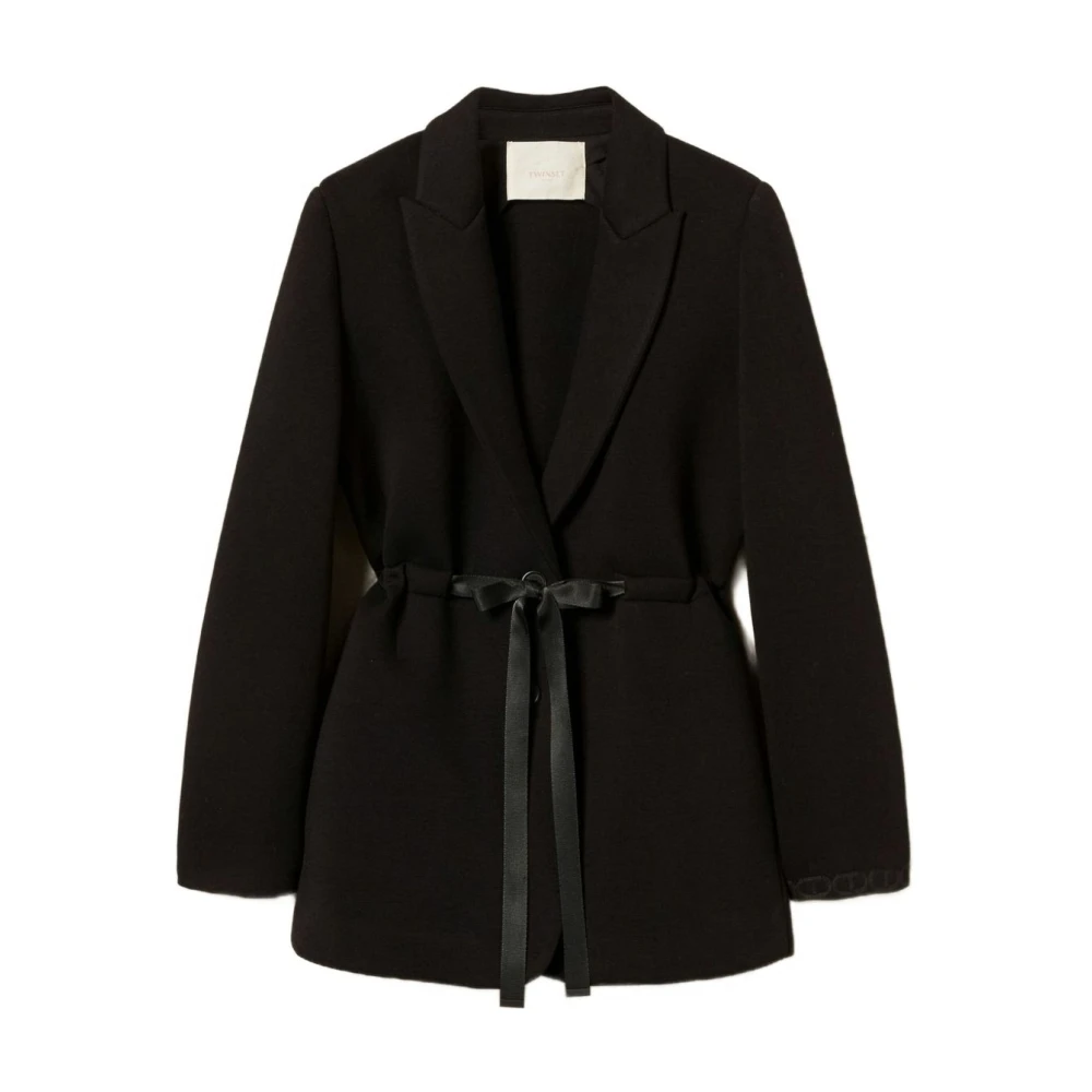 Twinset Women's Black Blazers, L, Scuba Fabric Blazer