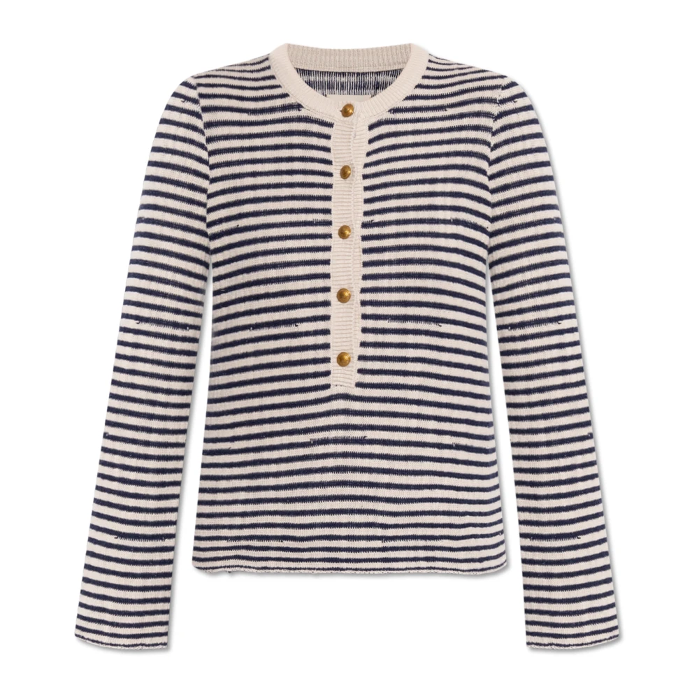 Zadig & Voltaire Gestreepte Zeemans Trui met Geknoopte Kraag Black Dames