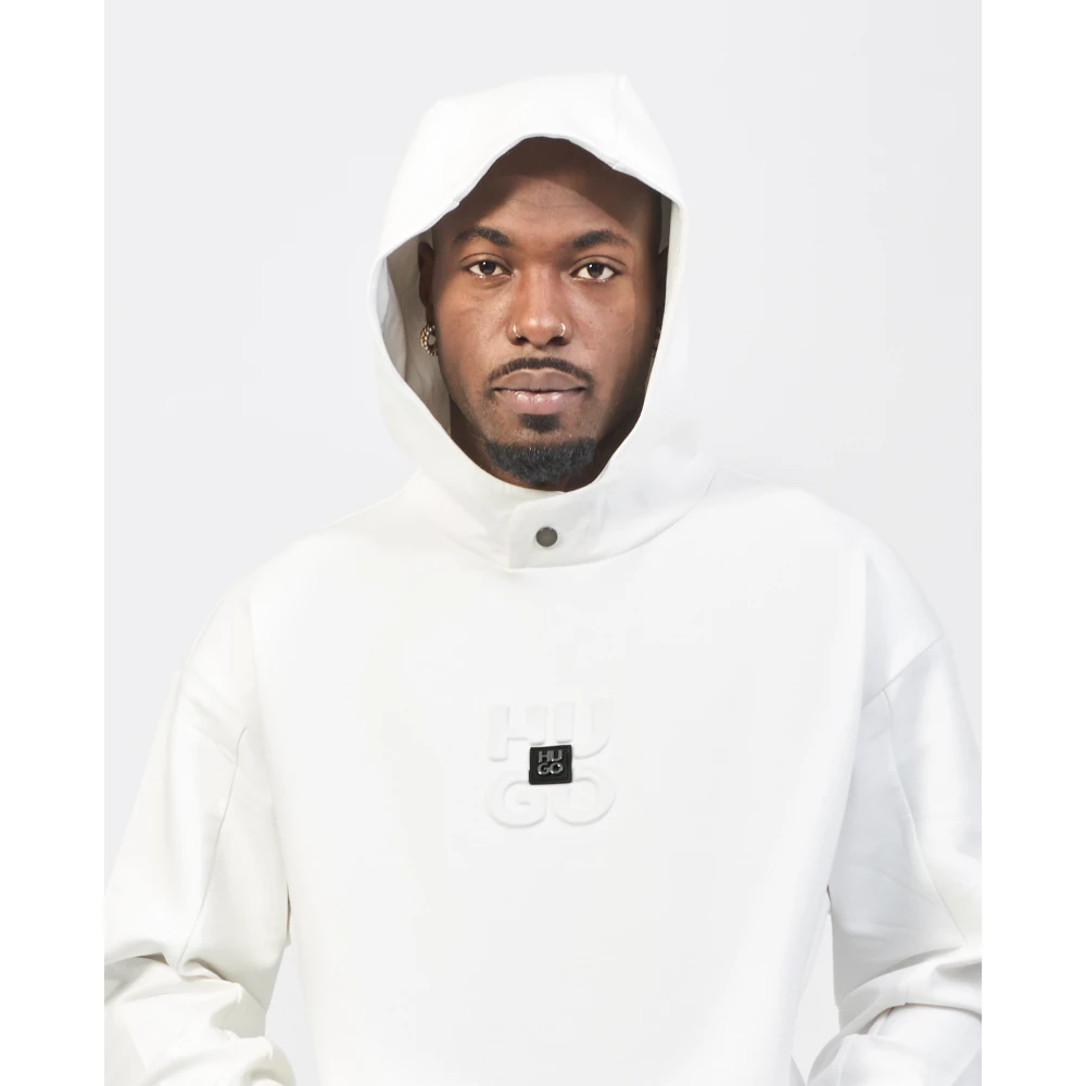 Hugo Boss Witte hoodie met logodetails White Heren