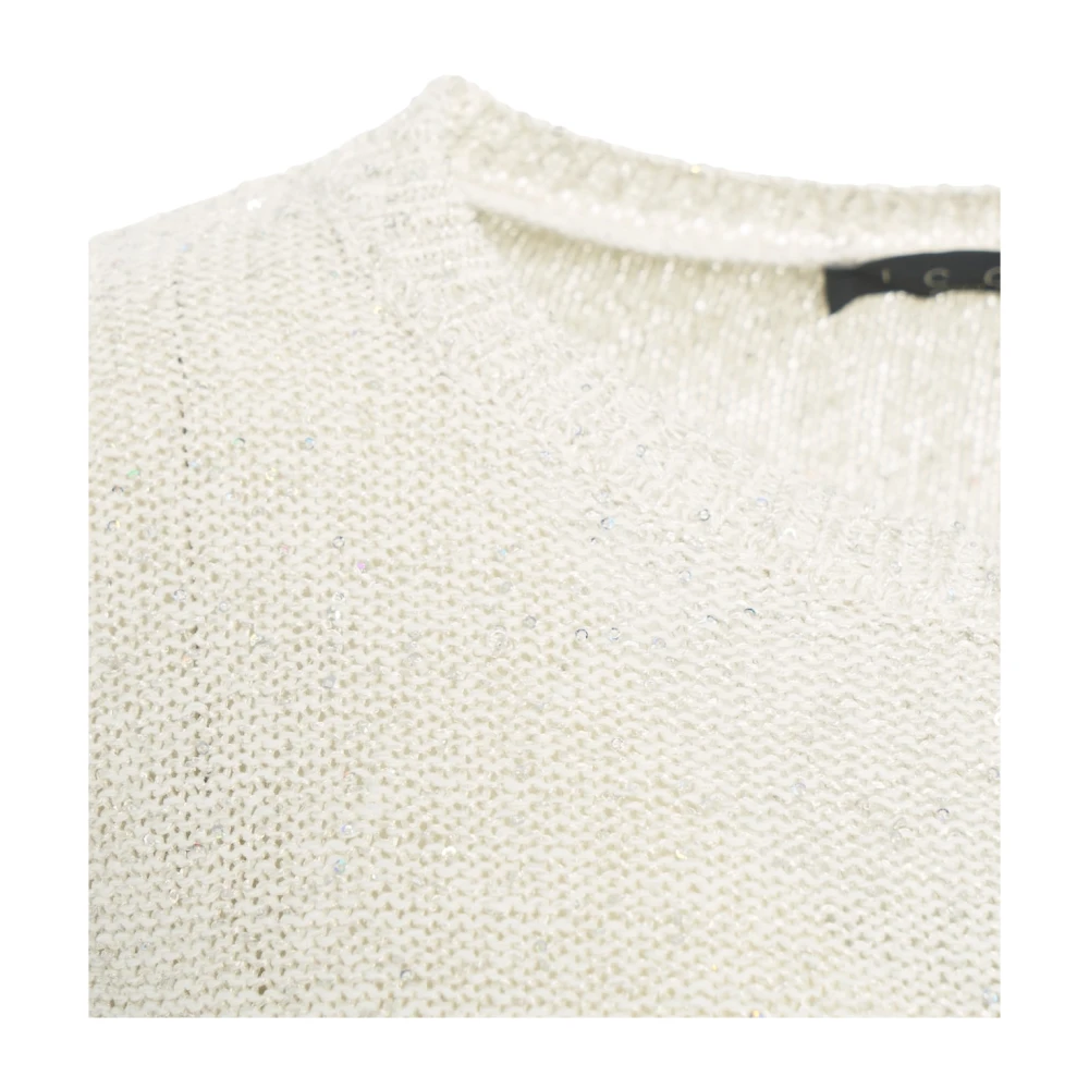 Kaos Beige Gebreide Trui Met Pailletten Beige Dames