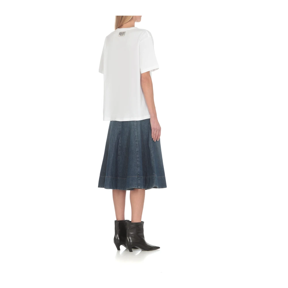 Khaite Witte Katoenen T-shirt met Logo Patch White Dames