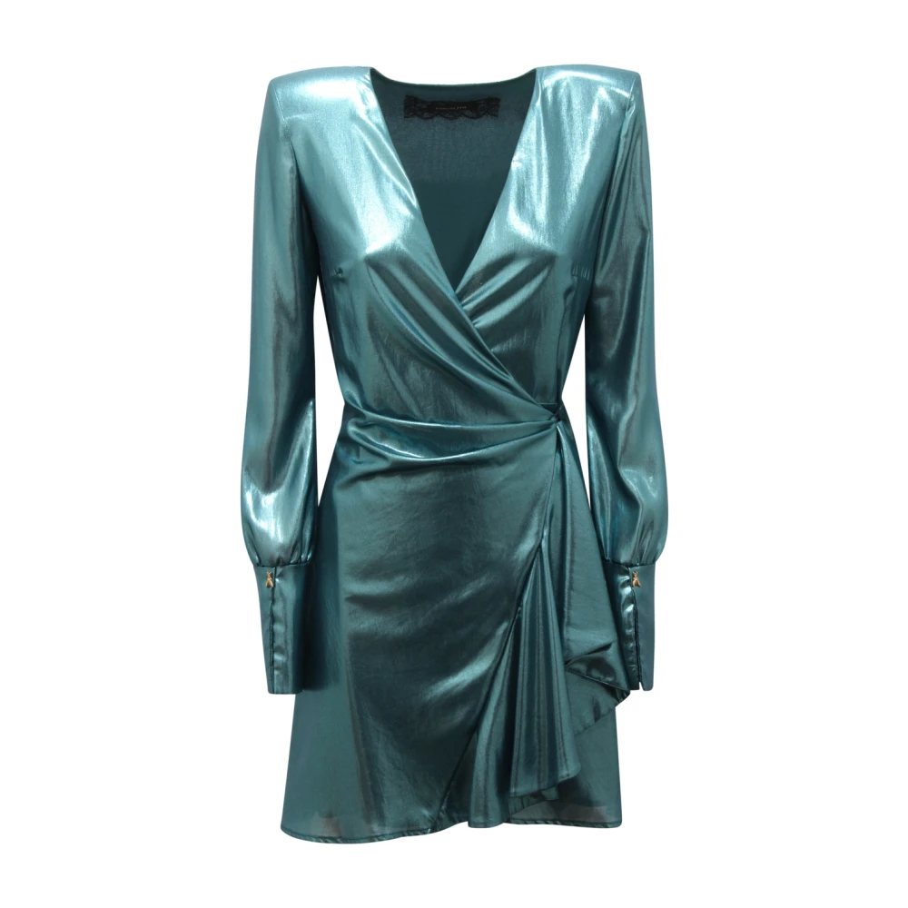 Patrizia Pepe Vrouw Groente Kleedjes Dames, Groen, M, Polyester, Glanzende Jurk Made In Italy