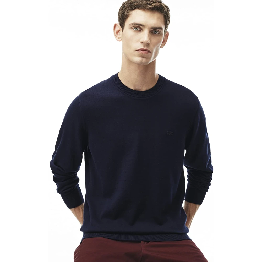 Lacoste Men's Blue Round-Neck Knitwear, S, Jumper Collection